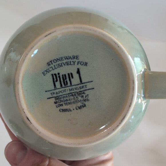 PIER 1 Imports "Tea for One" Stoneware Pottery Teapot & Cup/Mug Stackable - Picture 6 of 6